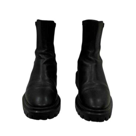 Stuart Weitzman Ultra Lug City Leather Bootie Black Size 8 Excellent Condition - Picture 7 of 12